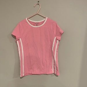 Pink T-Shirt w/ White Athletic Stripes